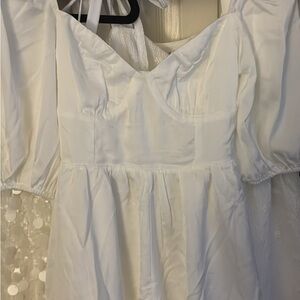 Elegant White Puff Sleeve Dress